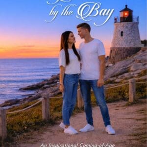 Book cover: couple by lighthouse at sunset