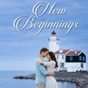 Romantic couple embracing by lighthouse book cover